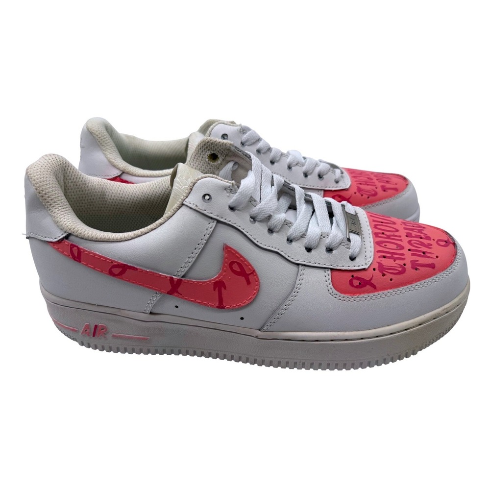 Nike Air Force 1 Low Mens 9.5 | W 11 White Pink Custom Breast Cancer Awareness